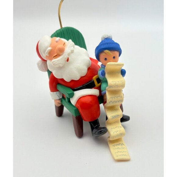 Hallmark Dream On Christmas Ornament Santa Claus Snoozing Child Wish List 1995 - Picture 7 of 7